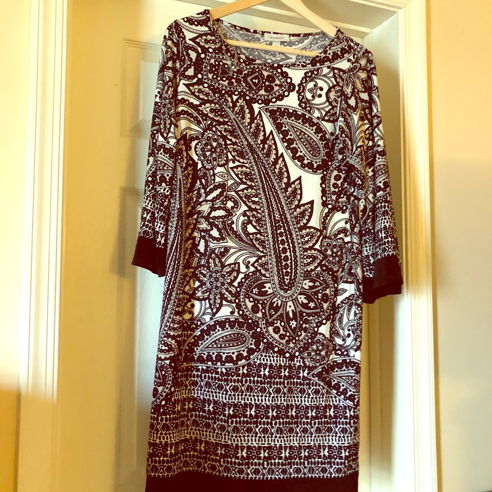 Dress ( Stretchy) Black and White Paisley